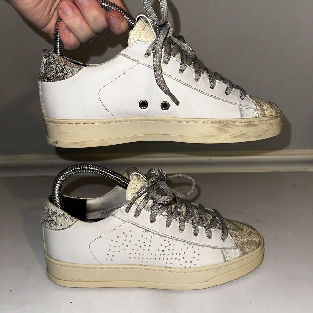 P448 Womens John White /Silver Python Sneakers - … - image 5